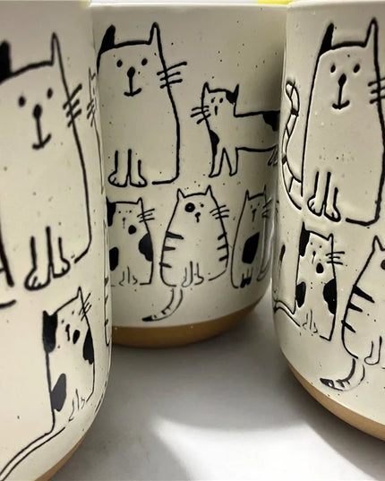 Ceramic Engraved Cat Mug