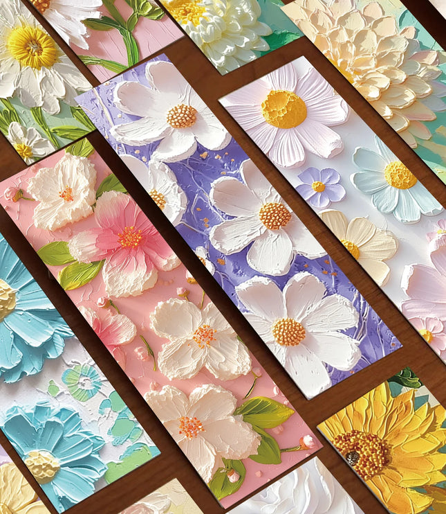 30Pcs Flower Painting Bookmark