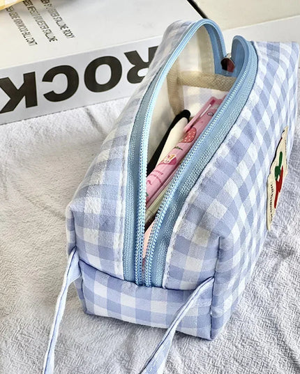 Cherry Plaid Pencil Case