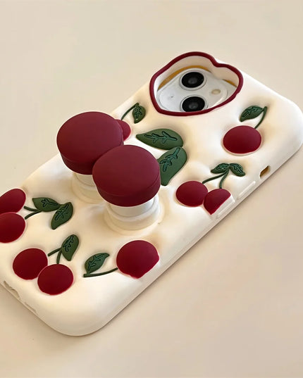 3D Cherry Popsocket Phone Case