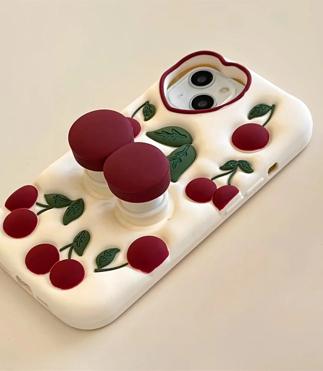 3D Cherry Popsocket Phone Case