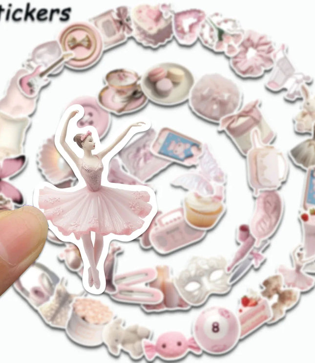 50PCS Pink Ballet Stickers