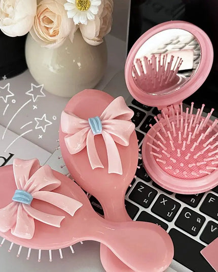 Pink Bowknot Pocket Mirror & Comb