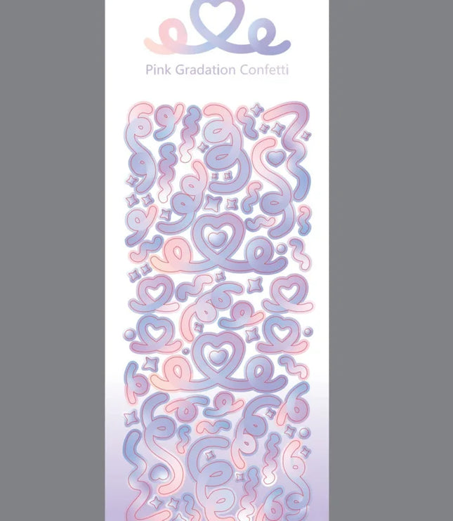 Gradient Heart Ribbon Stickers