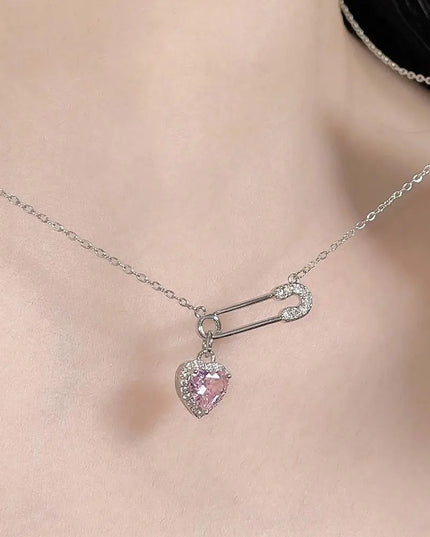 Safety Pin Heart Necklace