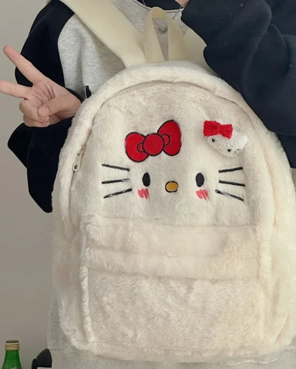 Hello Kitty Plush White Backpack