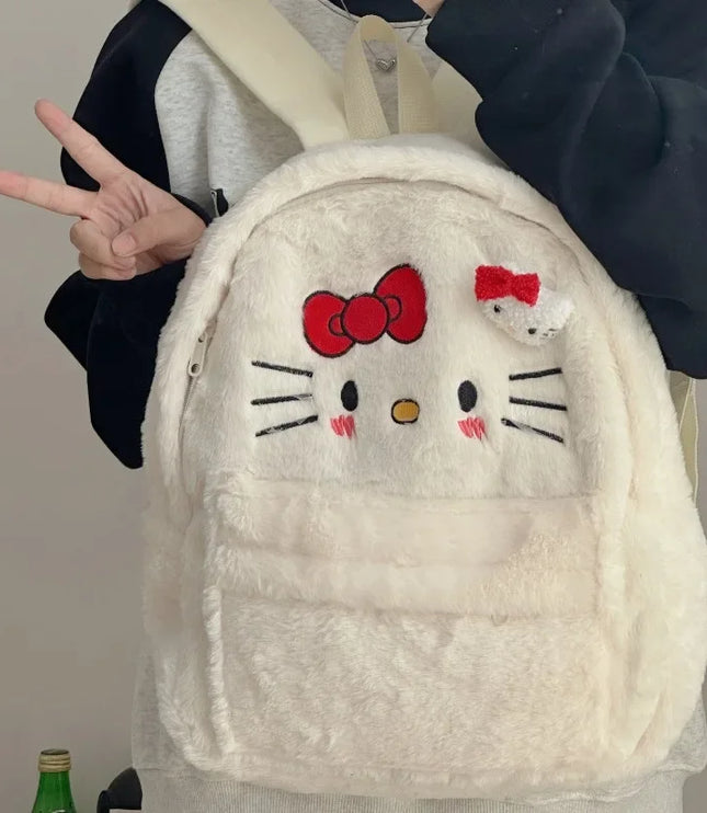 Hello Kitty Plush White Backpack