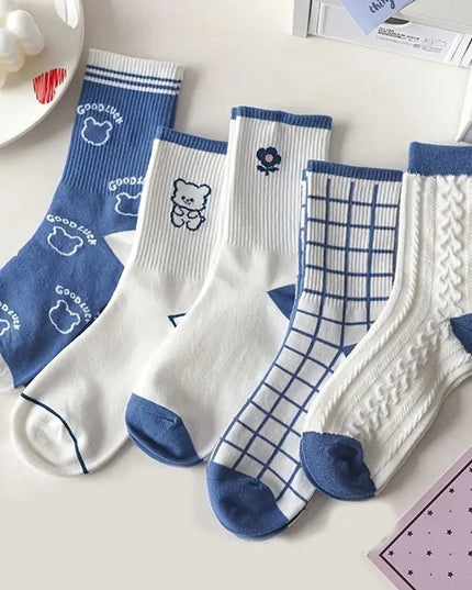 5Pairs Blue Bear Socks