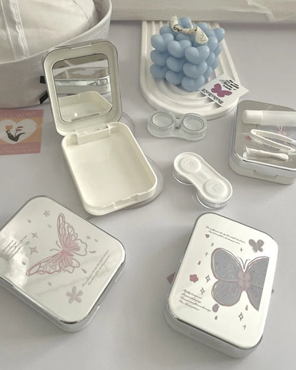 Metallic Butterfly Contact Lens Case Kit