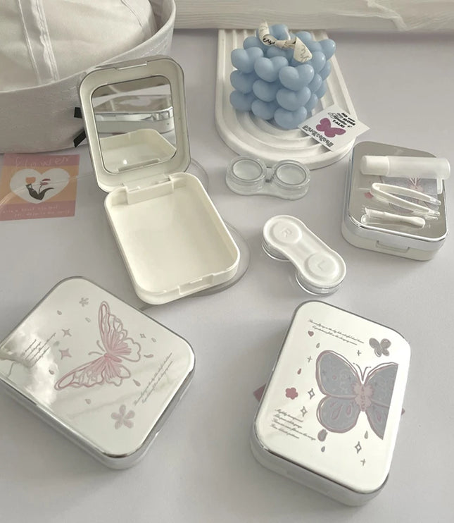 Metallic Butterfly Contact Lens Case Kit