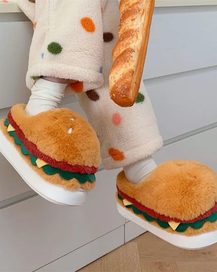 Hamburger Plush Slippers