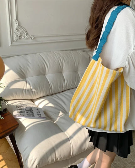 Striped Shoulder Bag Tote