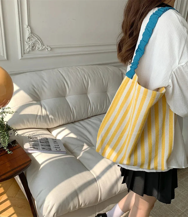 Striped Shoulder Bag Tote