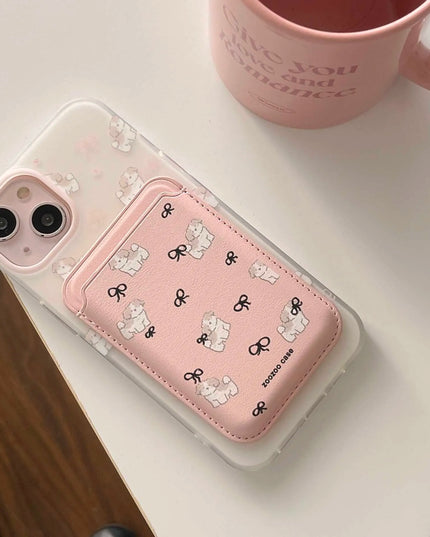 Pink Dog Phone Case + Cardholder