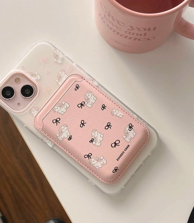 Pink Dog Phone Case + Cardholder