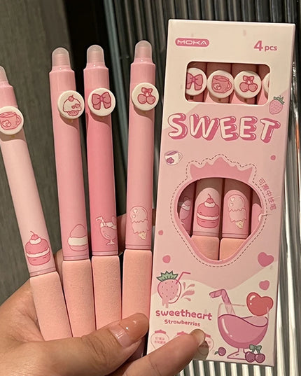 4Pcs Strawberry Erasable Gel Pen