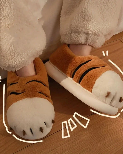 Tiger Paw Plush Slippers