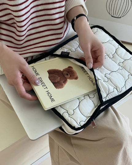 Bear Embroidered Laptop Sleeve