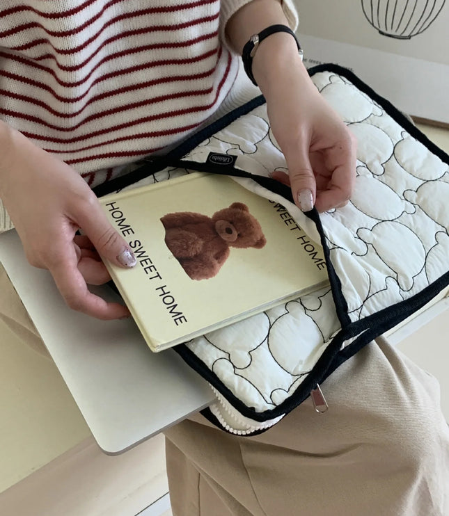 Bear Embroidered Laptop Sleeve