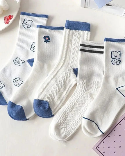 5Pairs Blue Bear Socks