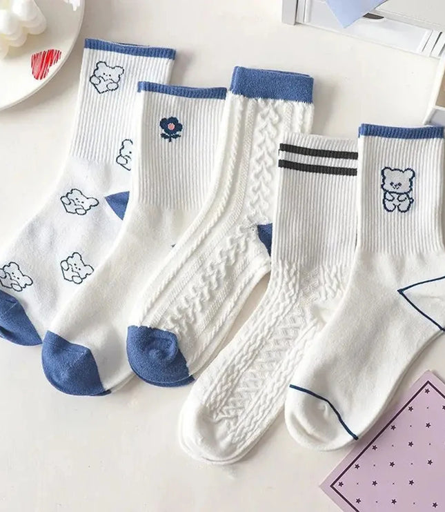 5Pairs Blue Bear Socks