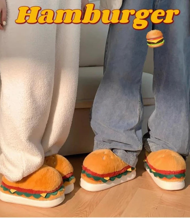 Hamburger Plush Slippers