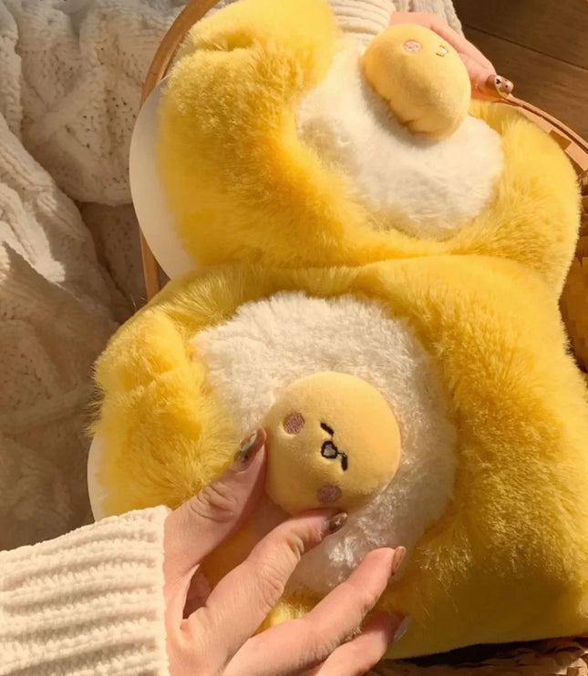 Egg Yolk Plush Slippers