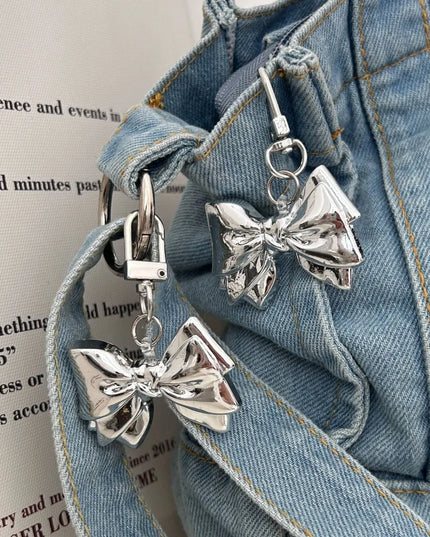 Silver Bow Bag Charm