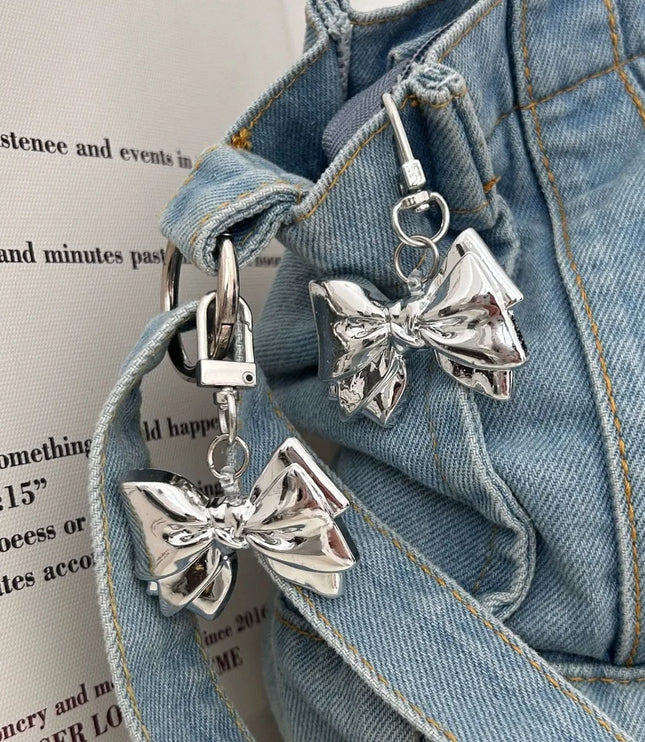 Silver Bow Bag Charm