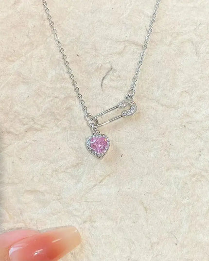 Safety Pin Heart Necklace