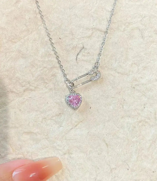 Safety Pin Heart Necklace