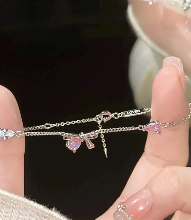 Pink Diamond Bow Bracelet