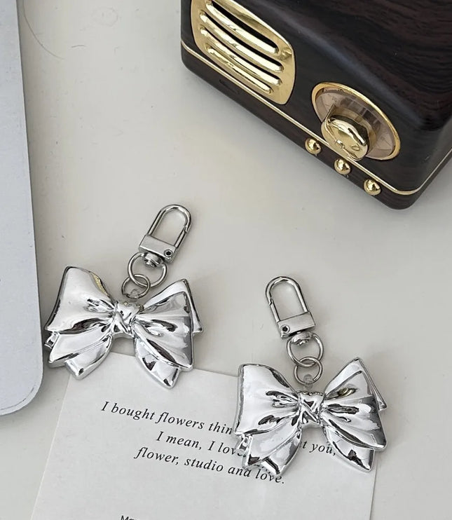 Silver Bow Bag Charm