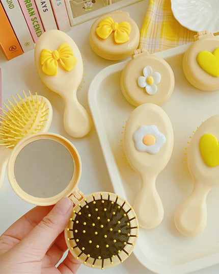 Mini Yellow Pocket Mirror & Comb