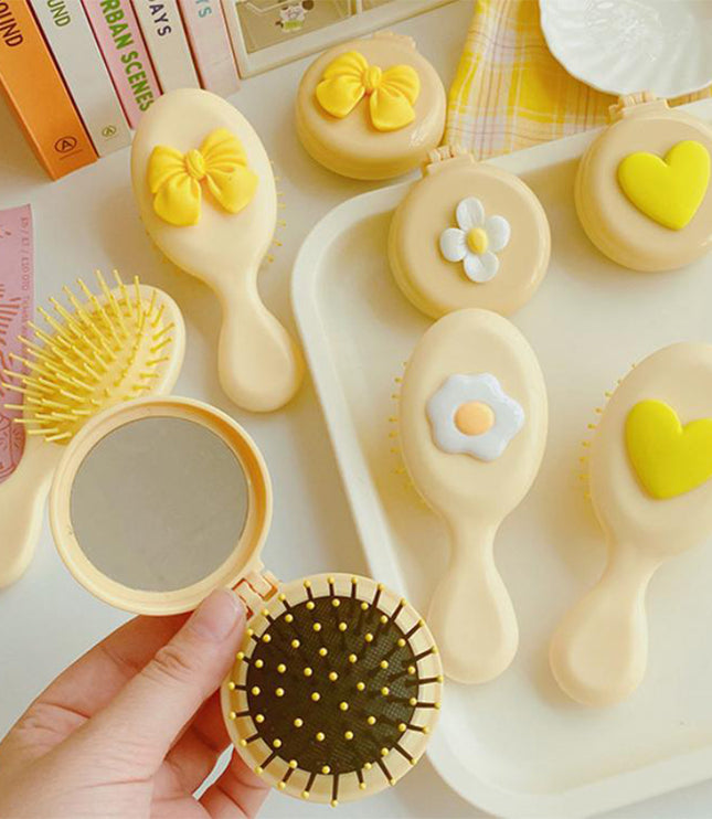 Mini Yellow Pocket Mirror & Comb