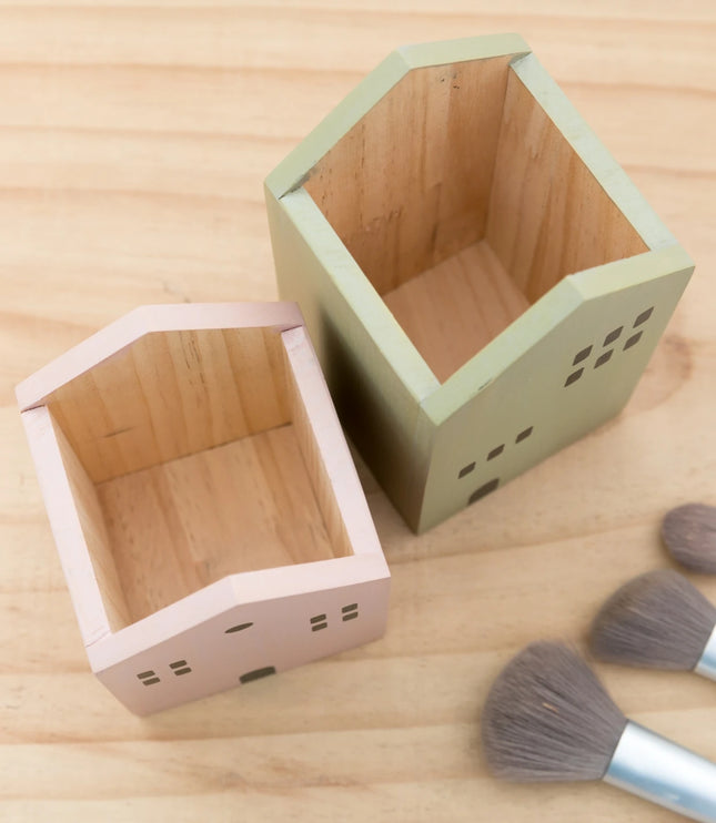 Wooden House Pen Holder