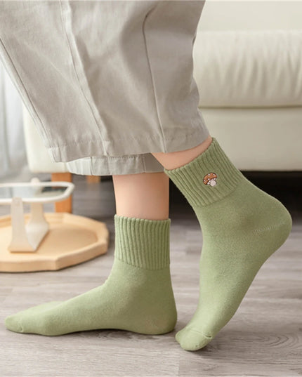 Mushroom Embroidered Socks