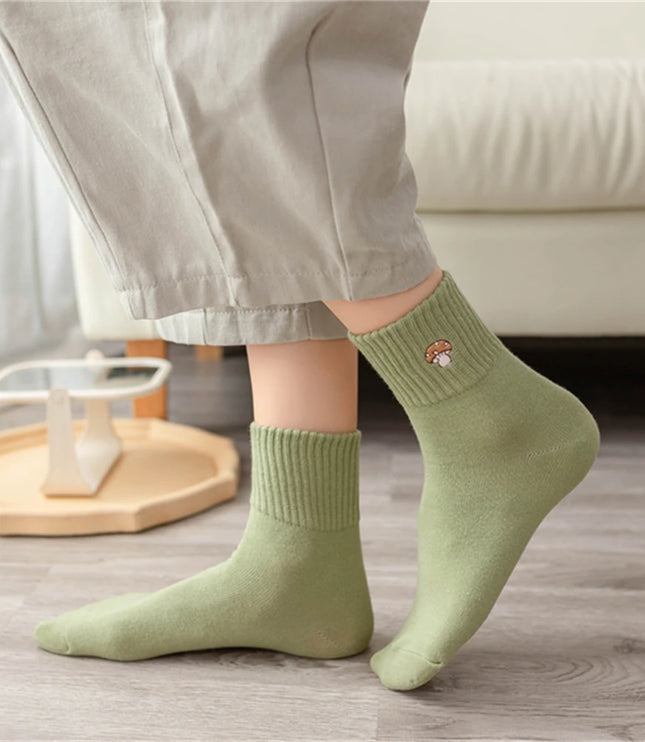 Mushroom Embroidered Socks