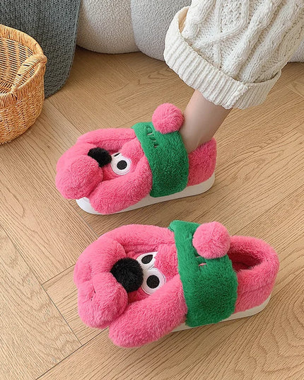 Pink Dog Plush Slippers