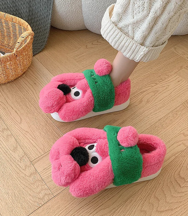 Pink Dog Plush Slippers