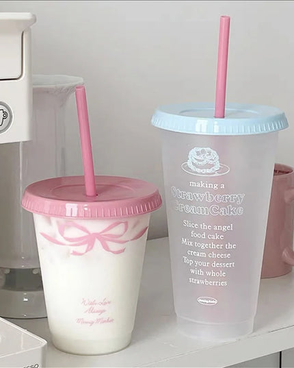 Kawaii Cup With Lid Straw