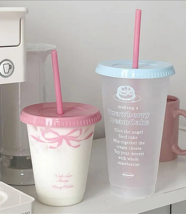 Kawaii Cup With Lid Straw