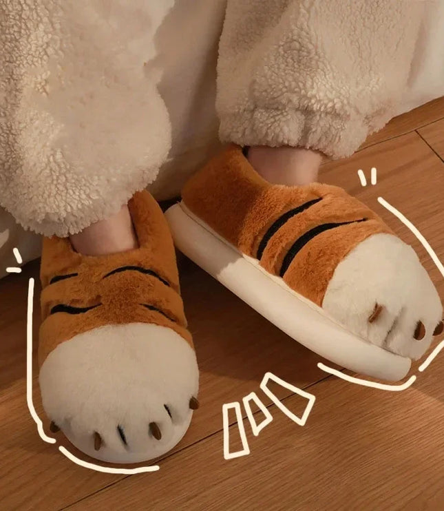 Tiger Paw Plush Slippers