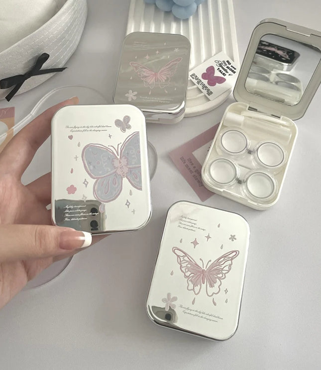 Metallic Butterfly Contact Lens Case Kit