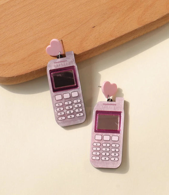 Pink Phone Earrings