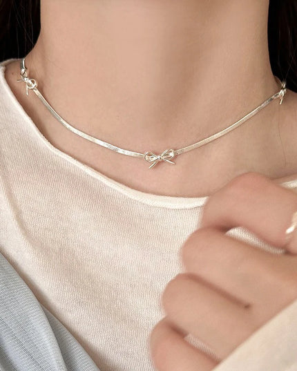 Silver Bow Necklace