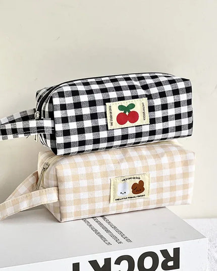 Cherry Plaid Pencil Case