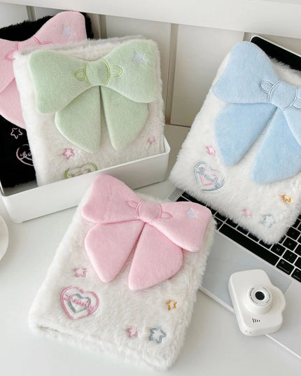 A6 Plush Bowknot Binder