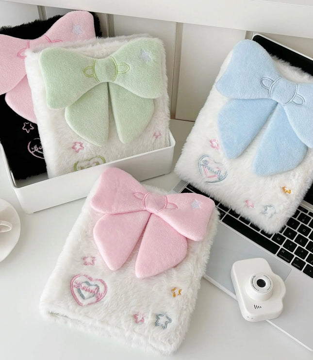 A6 Plush Bowknot Binder