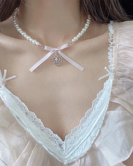 Pearl Bow Necklace